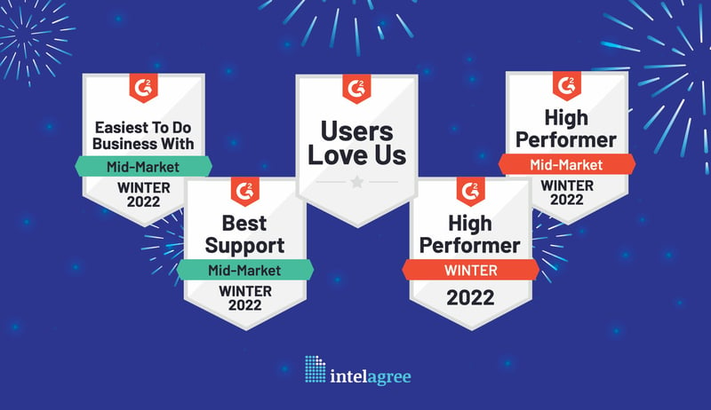 5 G2 badges with awards for IntelAgree
